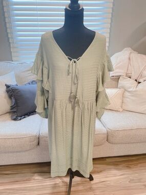 New With Tags Gigio Green Ruffled Mini Dress Size M